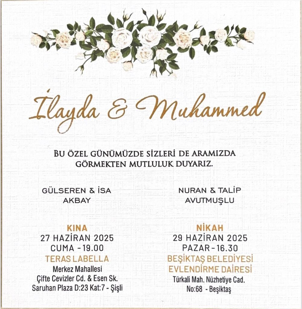 Pazar günü gerçekleştirilecek Nikah törenlerine Davetlisiniz